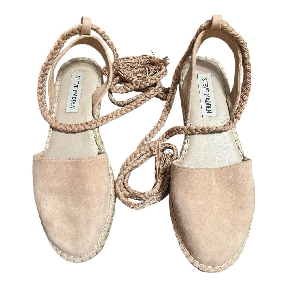 Re-posh Steve Madden Women's Blush Suede Espadrille Lace-Up Flats